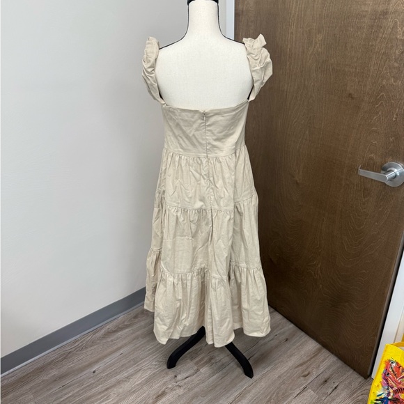 STAUD Cream Ruffled Midi Dress - Picture 4 of 4